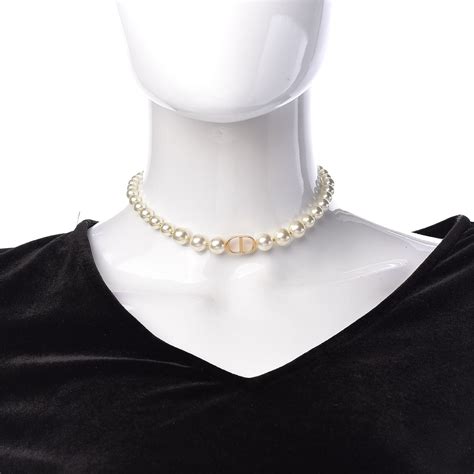 christian.dior choker|Christian Dior pearl choker necklace.